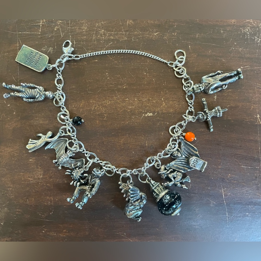Halloween sterling silver themed Charm bracelet (read description)